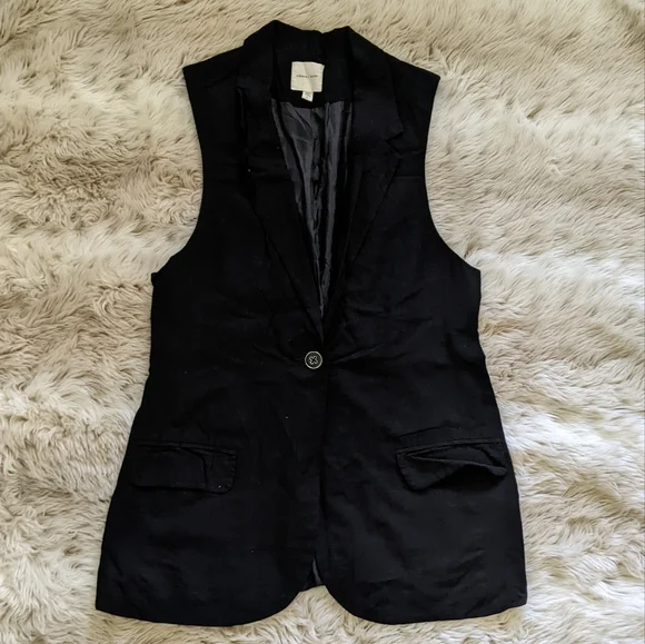 Black Sleeveless Blazer Vest - Picture 3 of 6